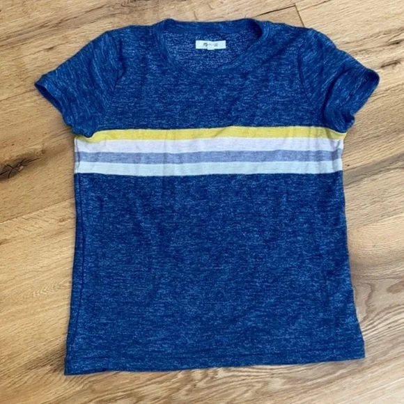 Madewell Heathered Retro Chest Stripe Tee Shirt - Picture 1 of 4